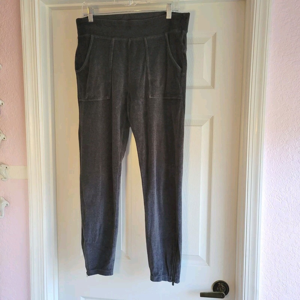 Athleta gray velour‎ Lounge pants size M track pants Leggings athleisure travel